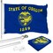G128 Combo Pack: 6 Ft Tangle Free Spinning Flagpole (Silver) & Oregon Double Sided Flag 3x5 Ft Printed 150D Polyester, Brass Grommets (Flag Included) Aluminum Flag Pole